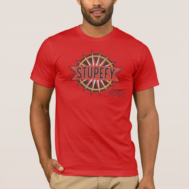 Red & Guld Stupefy Spell Graphic Tee Shirt (Framsida)