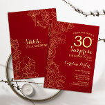 Red Guld Surprise 30års födelsedag Party Inbjudningar<br><div class="desc">Röda Guld Blommigtens inbjudan till 30års födelsedag-partiet. Minimalistisk modern design med botaniska accenter och typsnitt för typsnitt. Enkel perfekt för inbjudan-kort i blommigt för en snyggt kvinnlig överraskning i firande. Kan anpassas till vilken ålder som helst.</div>