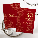 Red Guld Surprise 40 Birthday Party Inbjudningar<br><div class="desc">Red Guld Blommigt Surprise 40:e födelsedagsinbjudan. Minimalistisk modern design med botaniska accenter och typsnitt för typsnitt. Enkel perfekt för inbjudan-kort i blommigt för en snyggt kvinnlig överraskning i firande. Kan anpassas till vilken ålder som helst.</div>