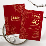 Red Guld Surprise 40:e födelsedagen Inbjudningar<br><div class="desc">Red Guld Surprise 40:e födelsedagsinbjudan. Minimalistisk modern femininin-design har botaniska accenter och typiska typsnitt. Enkel perfekt för inbjudan-kort i blommigt för en snyggt kvinnlig överraskning i firande.</div>