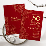 Red Guld Surprise 50:e Födelsedagsfesten Inbjudningar<br><div class="desc">Red Guld Blommigt Surprise 50 Födelsedagsfest inbjudan. Minimalistisk modern design med botaniska accenter och typsnitt för typsnitt. Enkel perfekt för inbjudan-kort i blommigt för en snyggt kvinnlig överraskning i firande. Kan anpassas till vilken ålder som helst.</div>