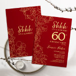 Red Guld Surprise 60:e födelsedagen Inbjudningar<br><div class="desc">Red Guld Surprise 60:e födelsedagsinbjudan. Minimalistisk modern femininin-design har botaniska accenter och typiska typsnitt. Enkel perfekt för inbjudan-kort i blommigt för en snyggt kvinnlig överraskning i firande.</div>
