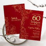 Red Guld Surprise 60:e Födelsedagsfesten Inbjudningar<br><div class="desc">Red Guld Blommigt Surprise 60 Födelsedagsfest inbjudan. Minimalistisk modern design med botaniska accenter och typsnitt för typsnitt. Enkel perfekt för inbjudan-kort i blommigt för en snyggt kvinnlig överraskning i firande. Kan anpassas till vilken ålder som helst.</div>