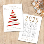 Red Guld Träd 2024 Calendar God jul Julkort<br><div class="desc">Snyggt Red Guld Träd 2024 Calendar God jul finns i ett handskript i snyggten stil. Med en handfull kalender för 2024 på baksidan för dina mottagare och Gott nytt år hälsning.</div>