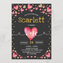 Red Guld Valentines Raring 1:a födelsedagen