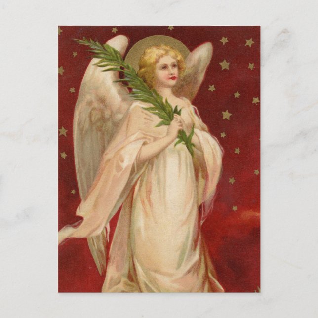 Red Guld Victorian jul Angel Vykort (Framsida)