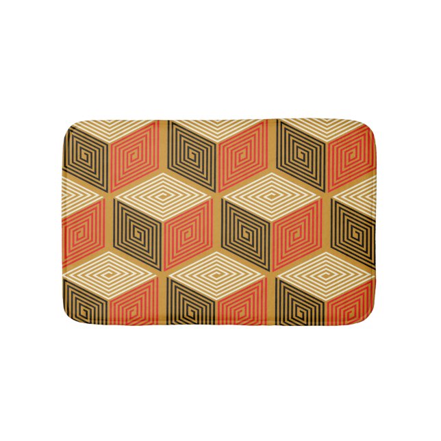 Red Guld Vintage Cube Mönster Badrumsmatta (Framsidan)