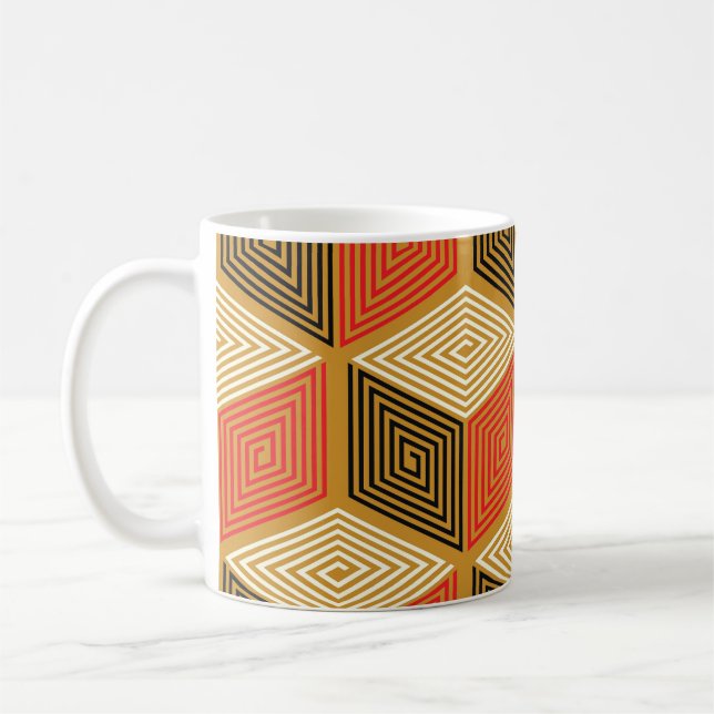 Red Guld Vintage Cube Mönster Kaffemugg (Vänster)