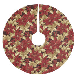 Red Guld Vintage Poinsettias jul Julgransmatta Borstad Polyester