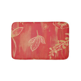 Red Guld Watercolor Blommigt Badrumsmatta
