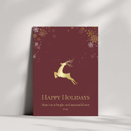 Red & Guld Winter Hjort Glad helg Business Julkort