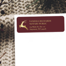 Red & Guld Winter Reindeer Helgdag Business Title