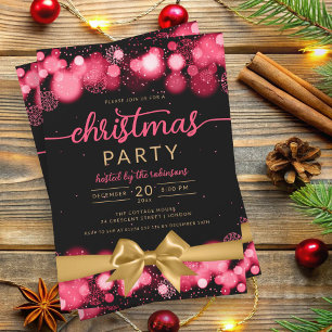 Red Guld Winter Wonderland Family Julafton Ribbon Inbjudningar