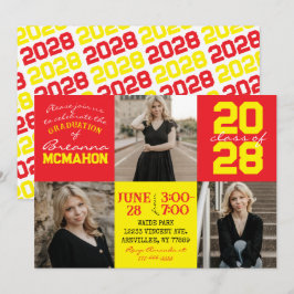 Red & Gult 3 Photo Studenten-inbjudan Inbjudningar