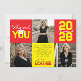 Red & Gult 3 Photo Studenten Tack Inbjudningar