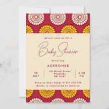 Red & Gult African Vax Print Baby Shower