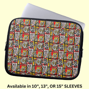 Red Gult Black Abstrakt African Tribal Geometric Laptop Fodral