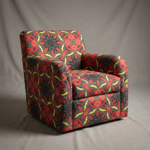 Red Gult Black Ethnic Arabesque Mosaic Mönster Tyg