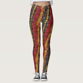 Red Gult & Black Snakeskin Mönster Leggings