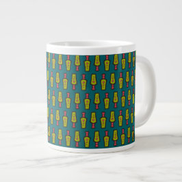 Red, Gult, Black, Tribal on Teal, Jumbo Mugg