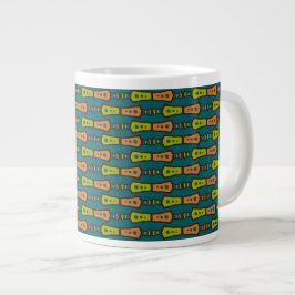 Red, Gult, Black, Tribal on Teal, Jumbo Mugg