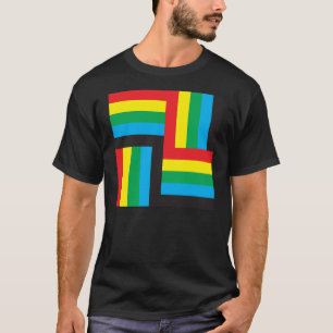 Red gult blue grönt Black-match Tee Shirt