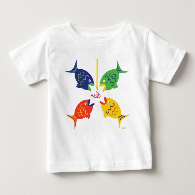 Red Gult Blue Grönt Fishies II T Shirt (Framsida)