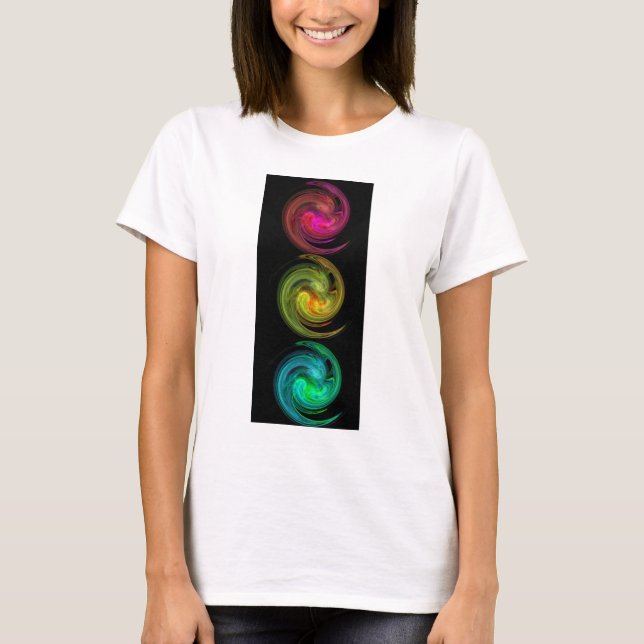 RED GULT BLUE LIGHT VORTEX Fractal Art Tee Shirt (Framsida)