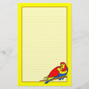 Red Gult Blue Love birds Bra Lined Stationery Brevpapper