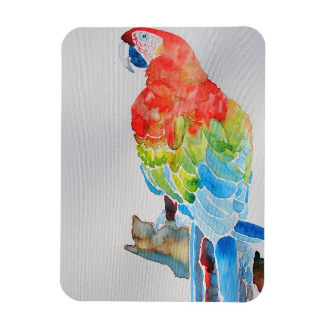 Red Gult Blue Macaw Parrot Watercolor Poster Magnet (Vertikal)