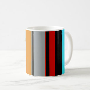 Red Gult Blue Silver Multifärgad Stripe Mönster Kaffemugg