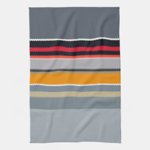 Red Gult Blue Silver Multifärgad Stripe Mönster Kökshandduk