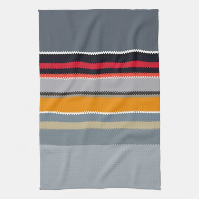 Red Gult Blue Silver Multifärgad Stripe Mönster Kökshandduk (Vertikal)