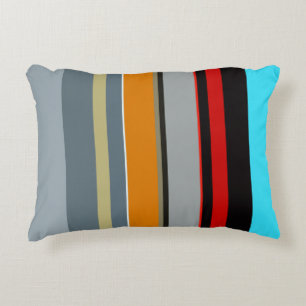 Red Gult Blue Silver Multifärgad Stripe Mönster Prydnadskudde