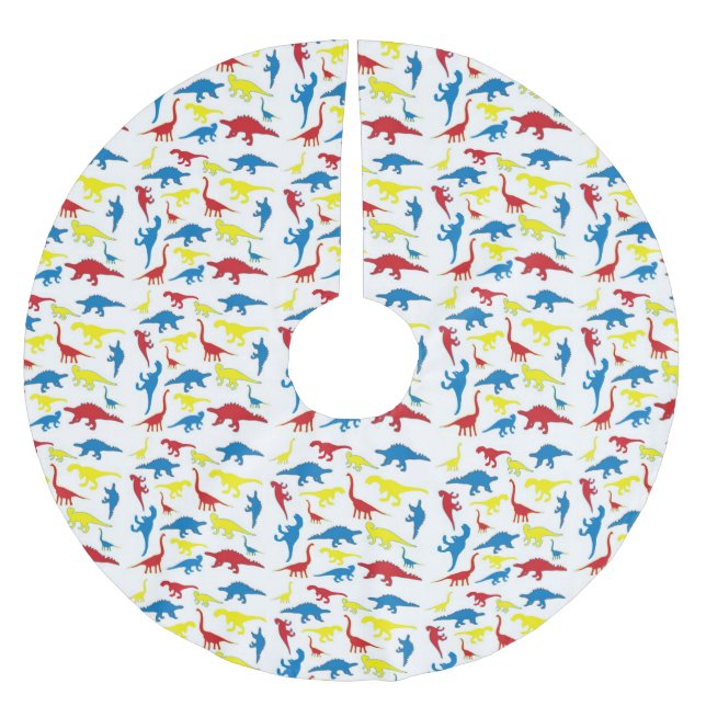 Red gult Blue Söta dinosaurs träd skirt Julgransmatta Borstad Polyester (Framsidan)