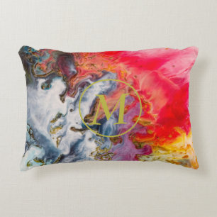 Red Gult Blues Lila Abstrakt Art Monogram Prydnadskudde