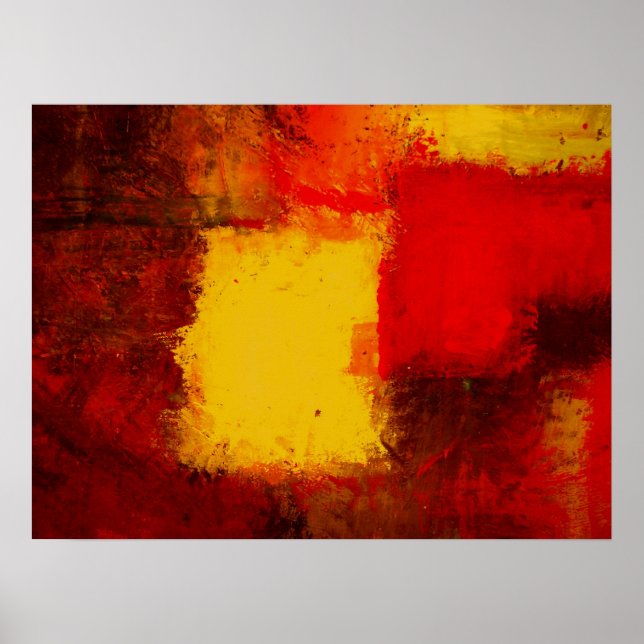 Red Gult Brown Modern Abstrakt Art Poster (Framsidan)