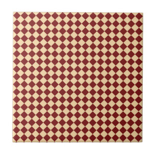 Red Gult Checker Diamond Mönster Kakelplatta