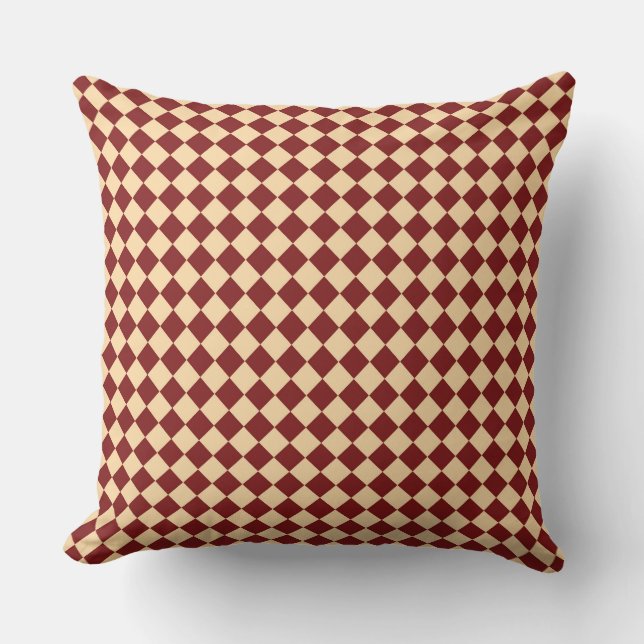 Red Gult Checker Diamond Mönster Kudde (Framsida)