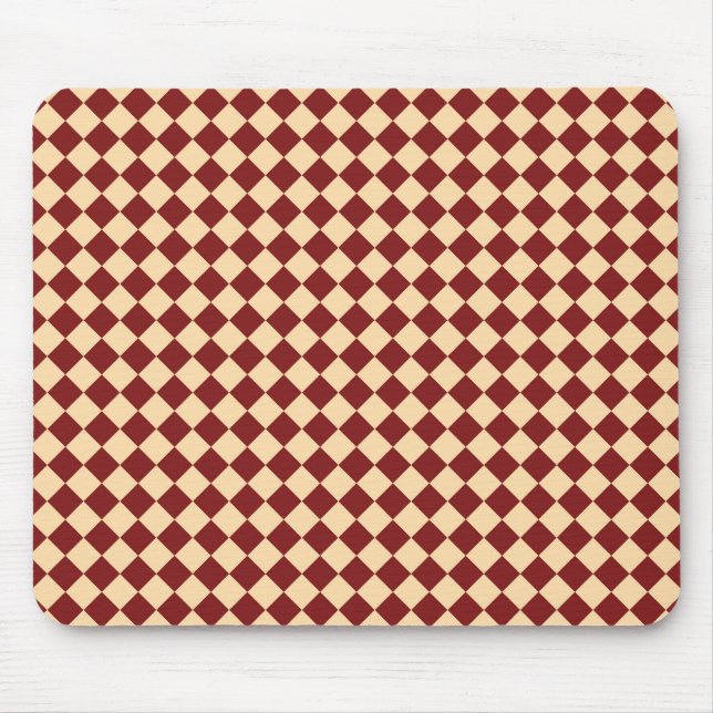 Red Gult Checker Diamond Mönster Musmatta (Framsidan)