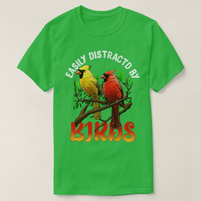 Red Gult Cradinalfåglar på gren T Shirt (Design framsida)