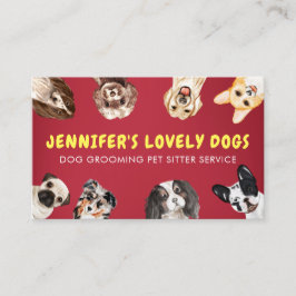 Red Gult Cute Small Storlek Hundar Pet Sitter ter Visitkort