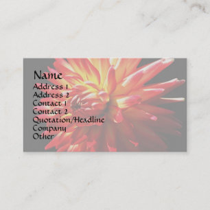 Red Gult Dahlia Blommigt Affärskort Visitkort