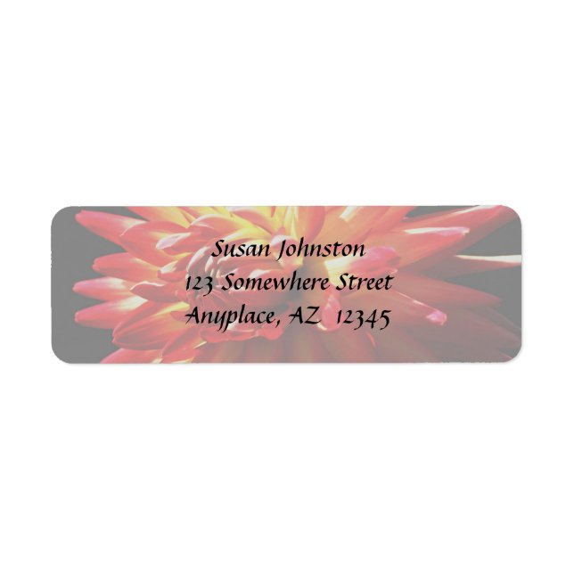 Red Gult Dahlia Flower Address Label Returadress Etikett (Framsidan)