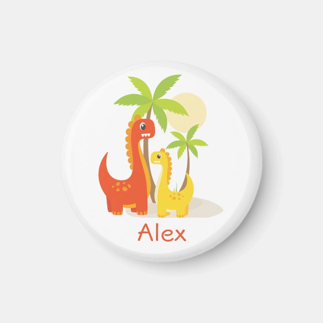 Red Gult Dinosaur Personlig Gift Magnet (Framsidan)