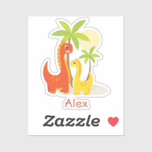 Red Gult Dinosaur Personlig Sticker for Gifts Klistermärken