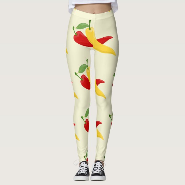 Red Gult Grönt Chili Peppers Thunder_Cove Leggings (Framsida)