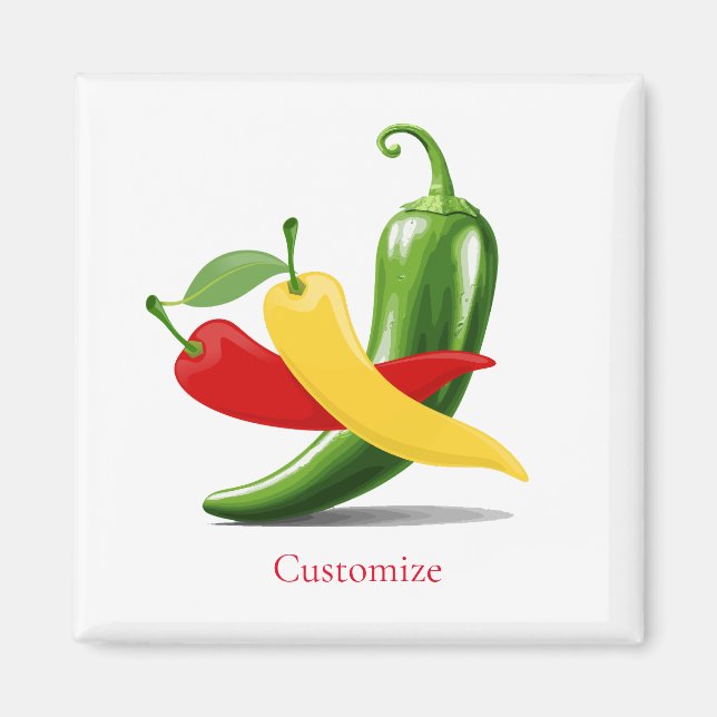Red Gult Grönt Chili Peppers Thunder_Cove Magnet (Framsidan)
