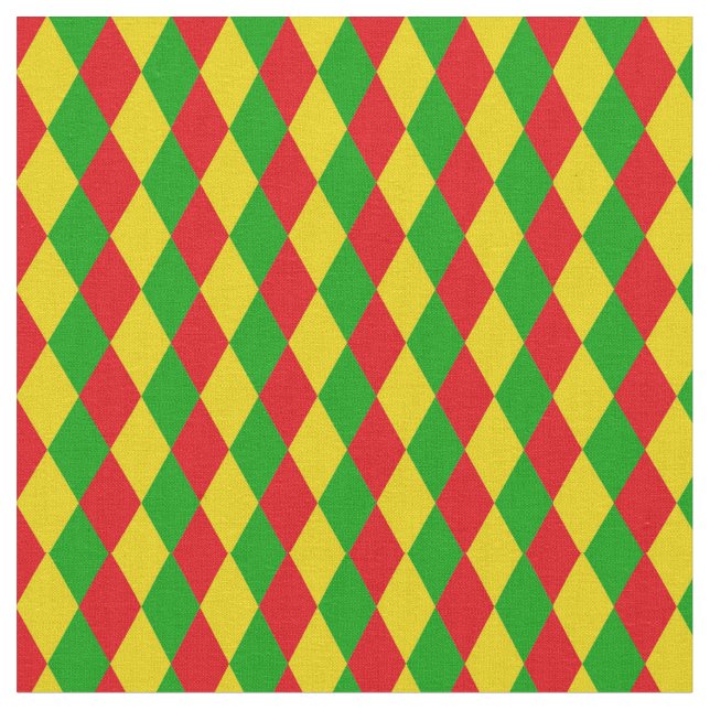 Red Gult Grönt Jamaican Rasta Flagga Patterned Tyg (Närbild)