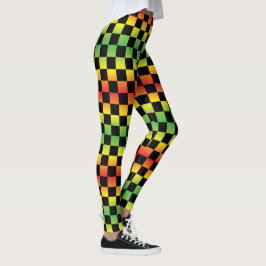 Red Gult Grönt Rasta Ombre Checkerboard Leggings